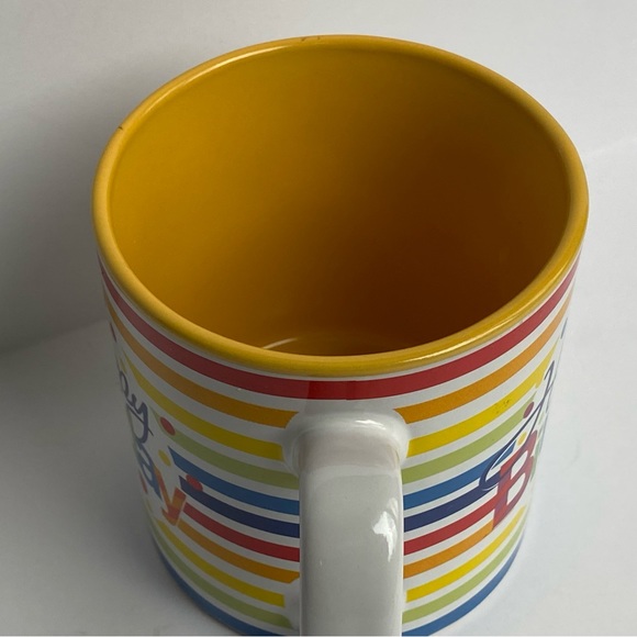 Birthday Mug Button & Burton Never used! Rainbow Polka Dots Ceramic Stripes New - Picture 10 of 15
